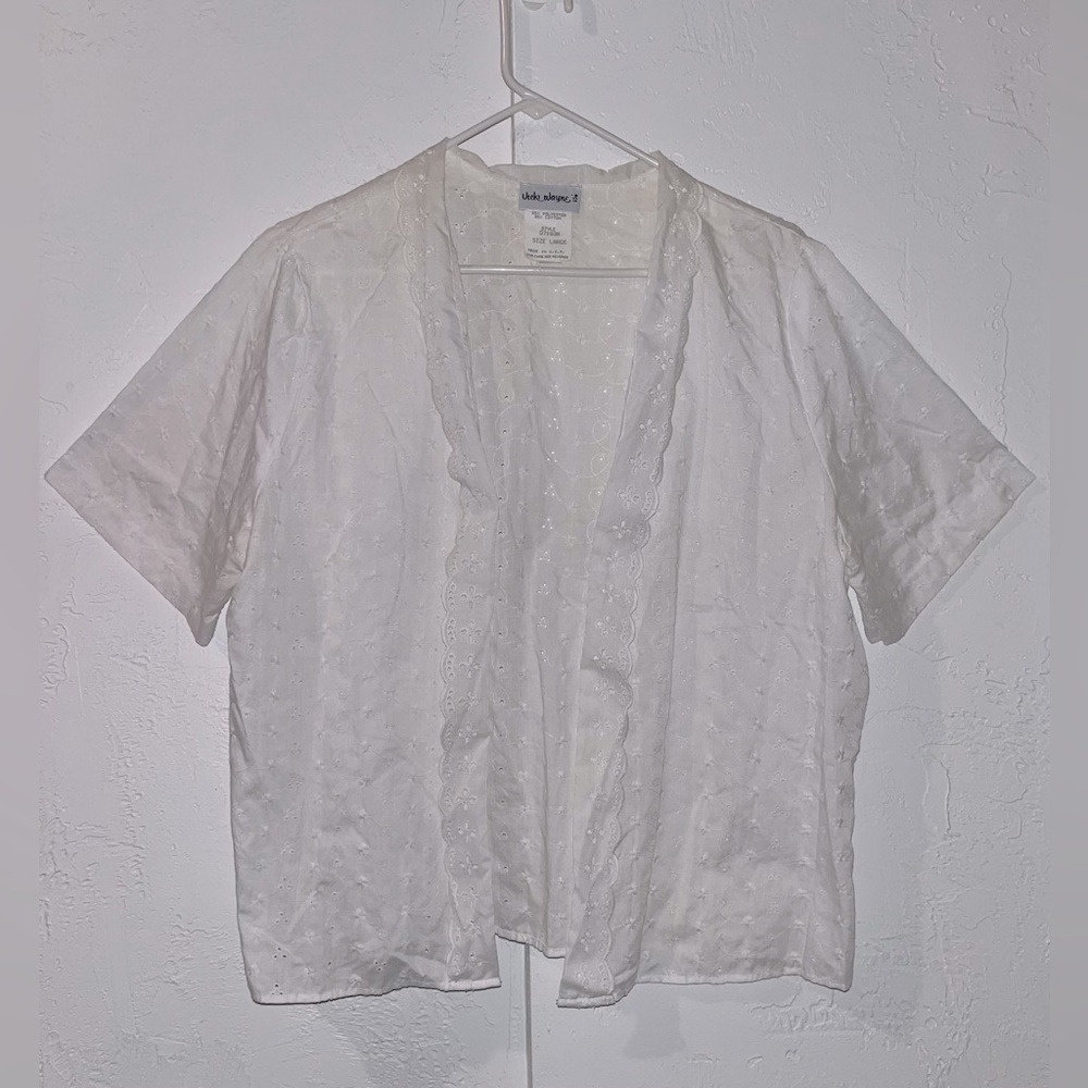 Vintage White Eyelet Coverup Top